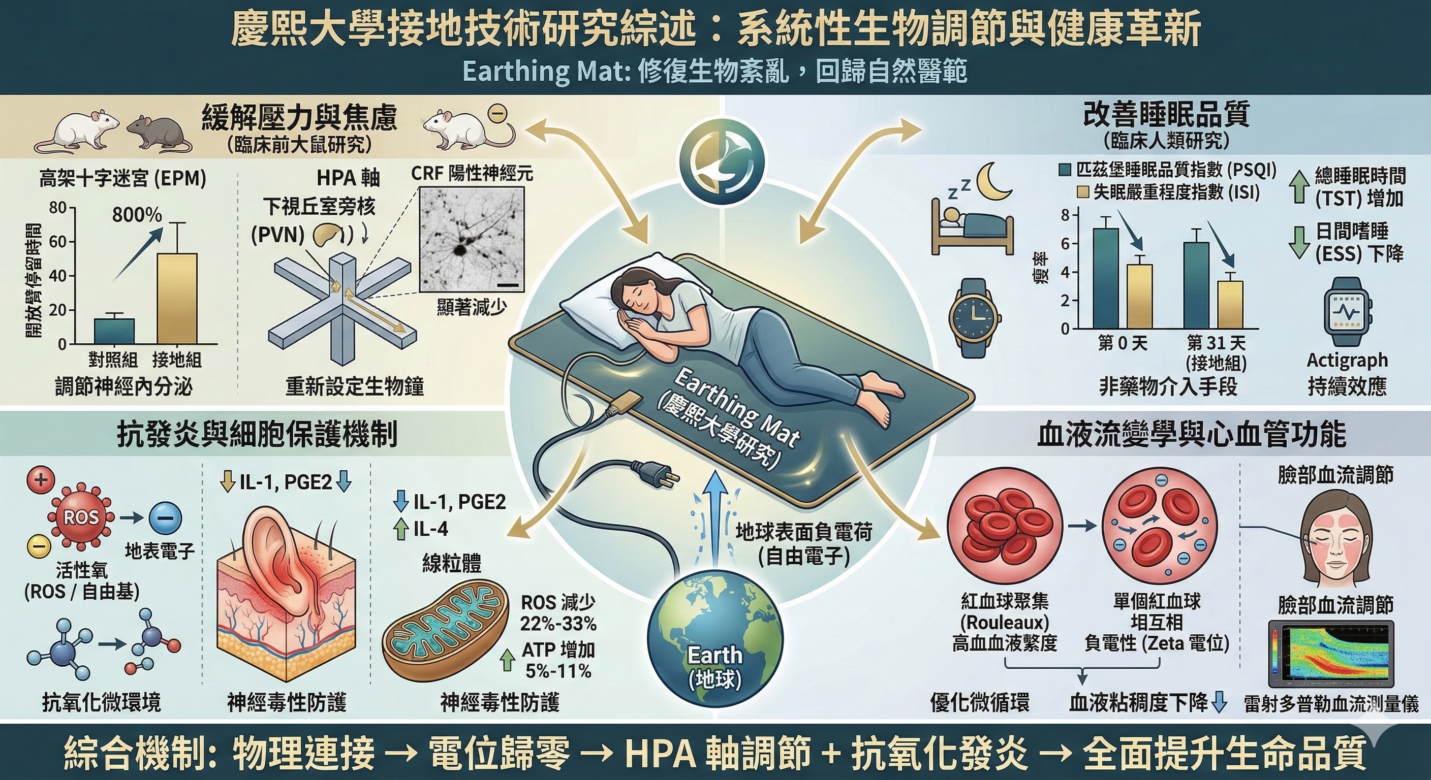 失眠、焦慮與發炎的自然解方？韓國慶熙大學揭開「接地」的科學奧秘！