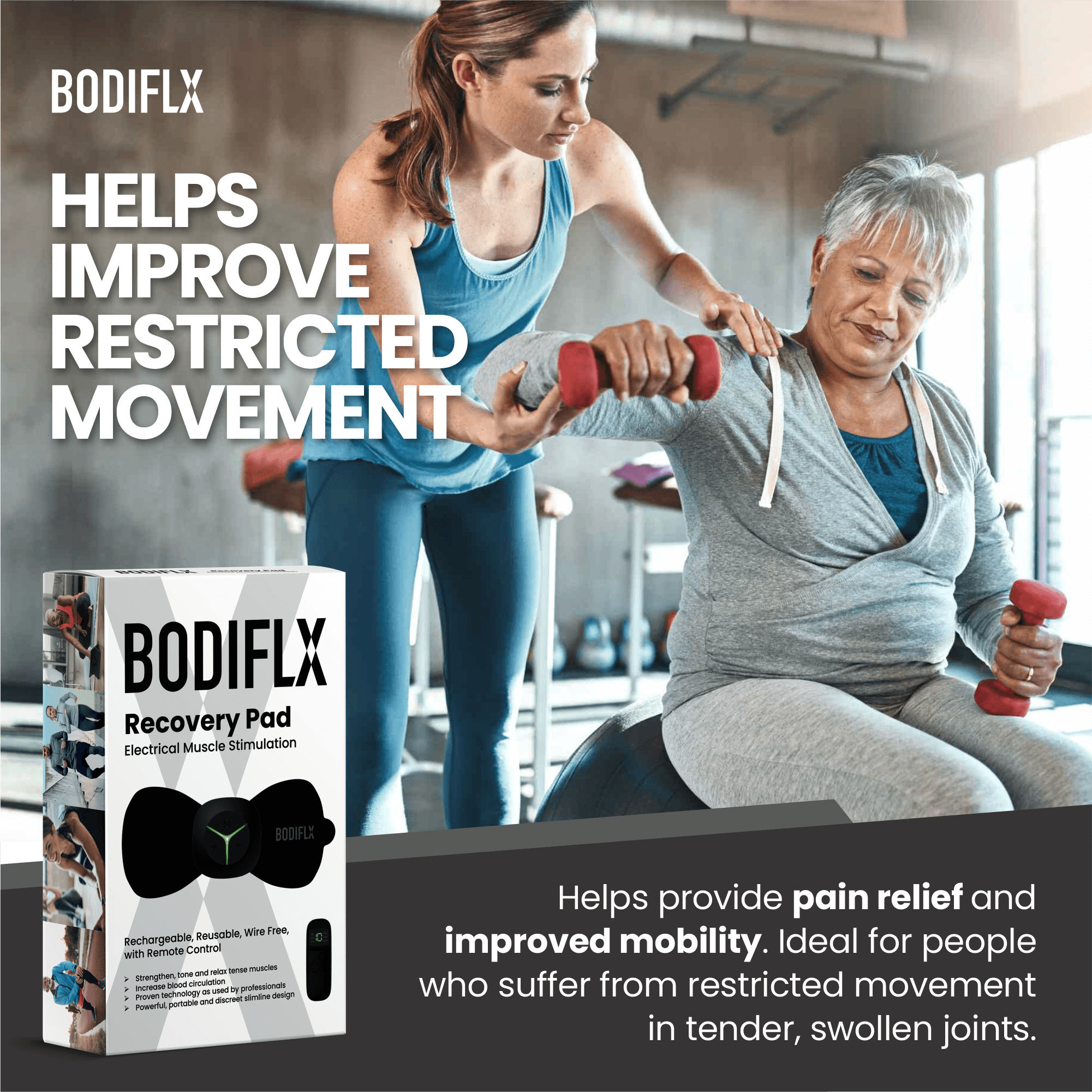 BODIFLX隨身按摩師 無線 EMS 肌肉及止痛按摩儀