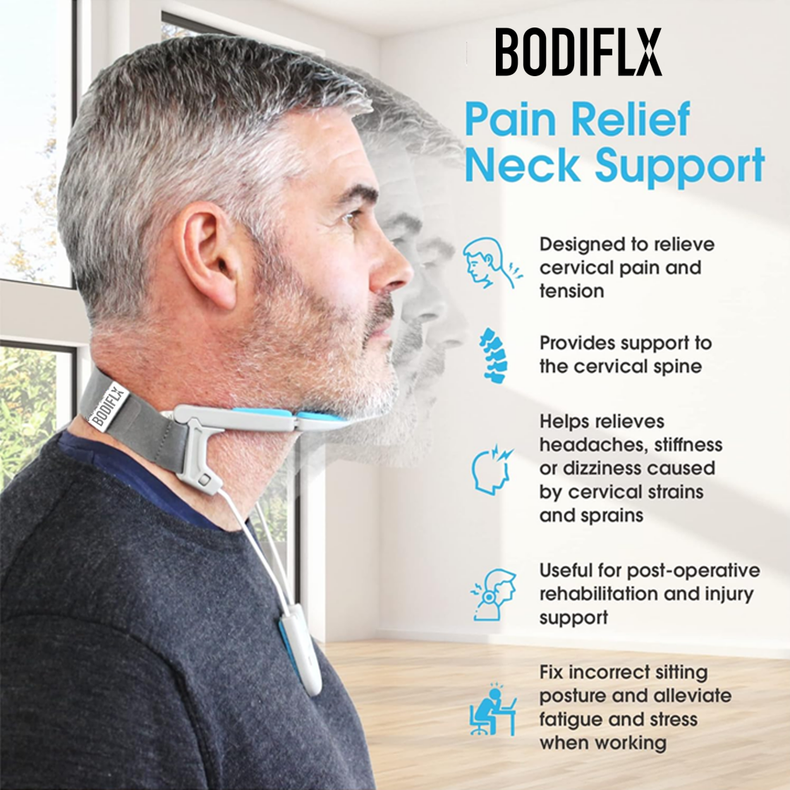 BODIFLX英國時尚護頸托，設計舒適，緩解頸部疼痛與壓力，提升姿勢效果。