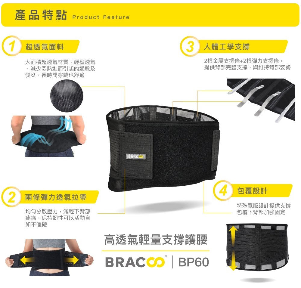 [Bracoo]奔酷 BP60 高透氣輕量支撐腰封
