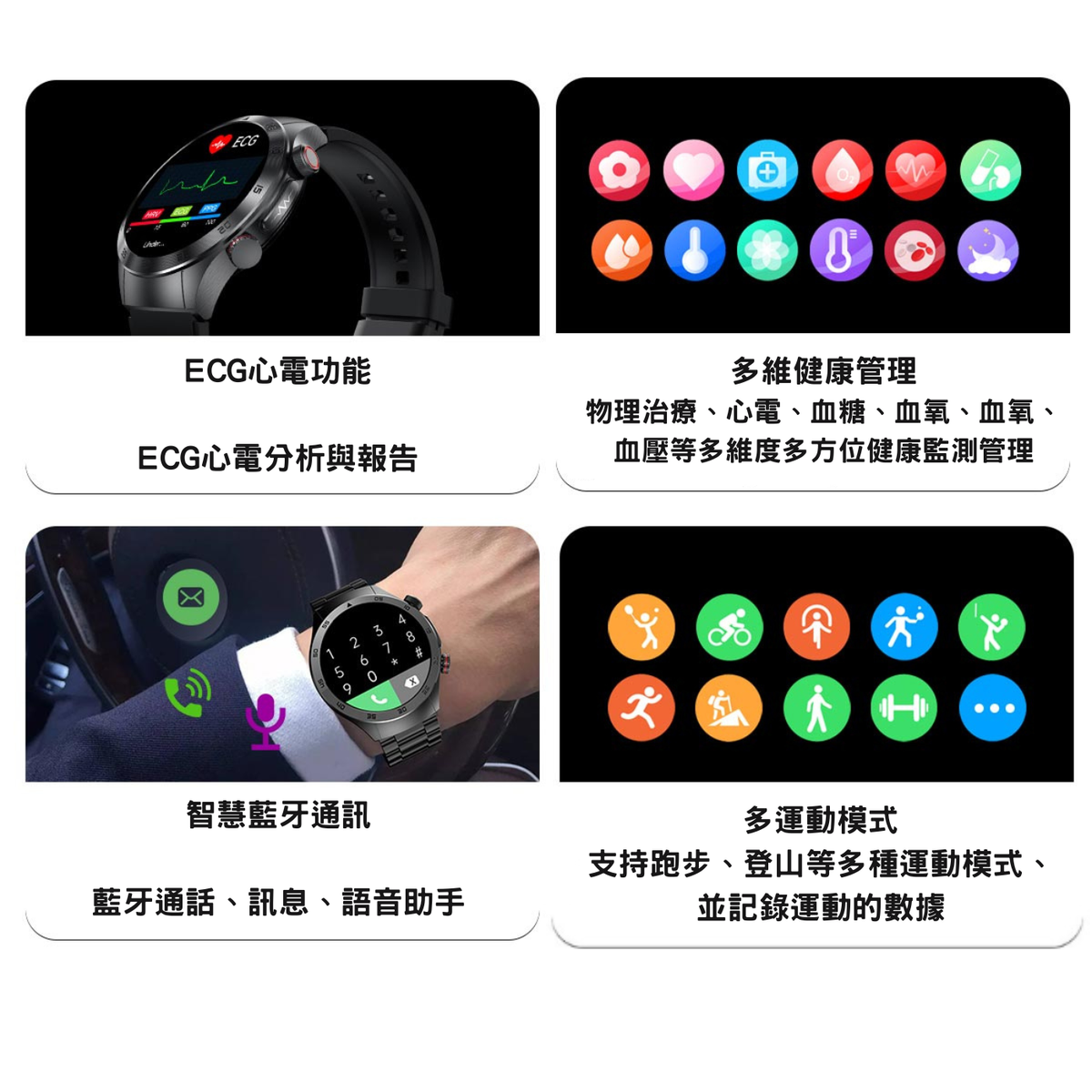 多功能激光理療智能手錶 E800無創血糖尿酸監測手錶