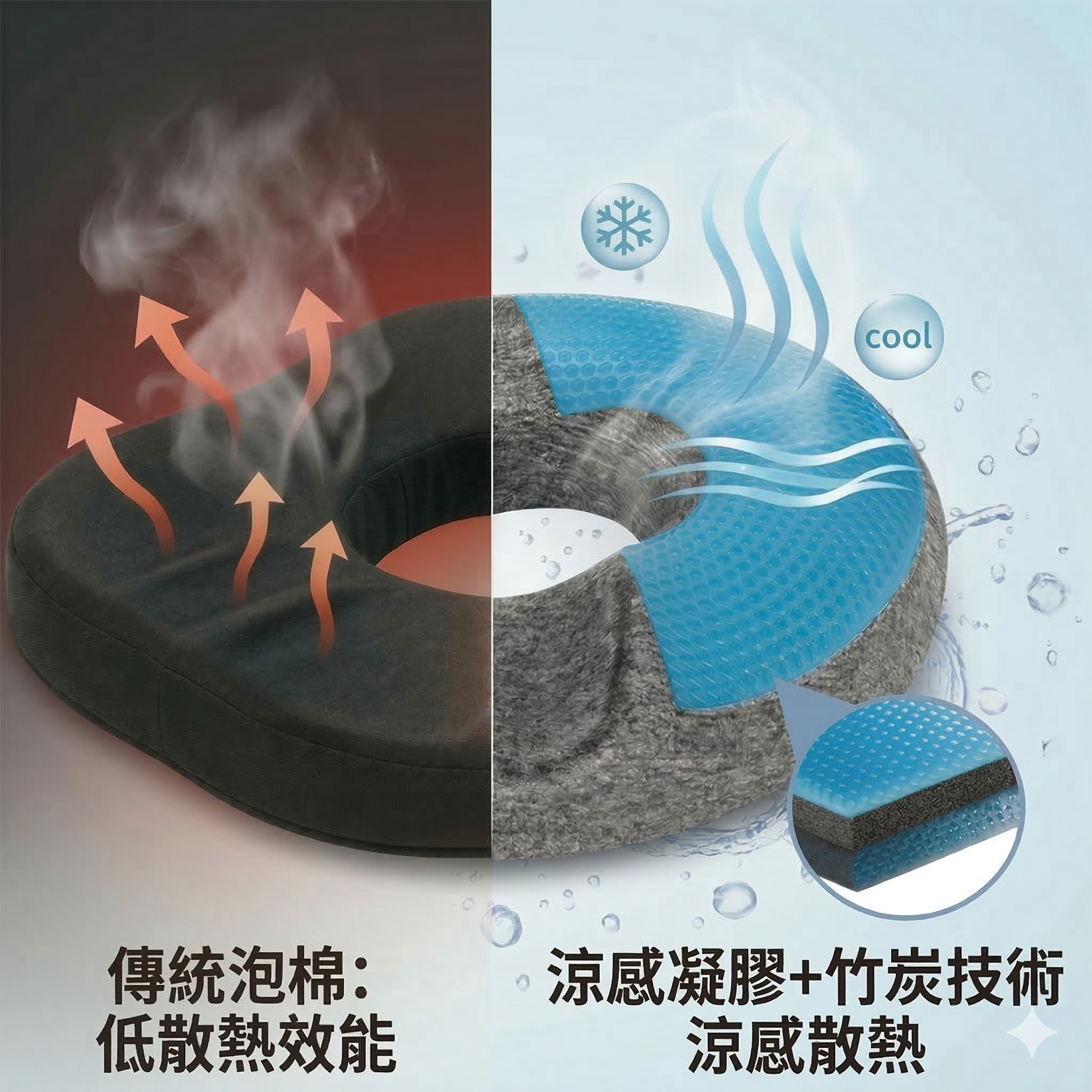 MedS Support 凝膠竹炭坐墊 透氣減壓 竹炭抗異味