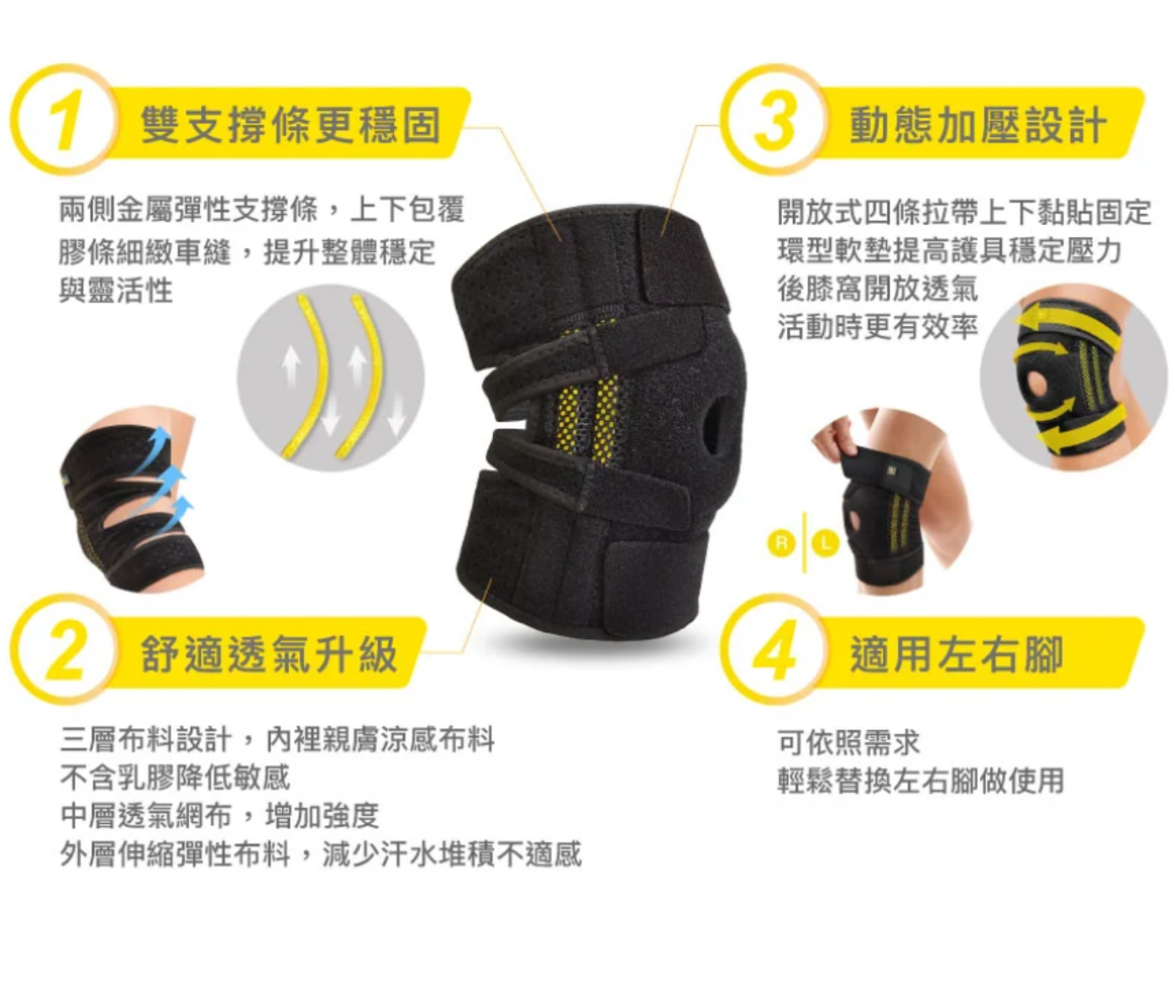 [BRACOO]奔酷 KP32雙支撐透氣親膚可調護膝