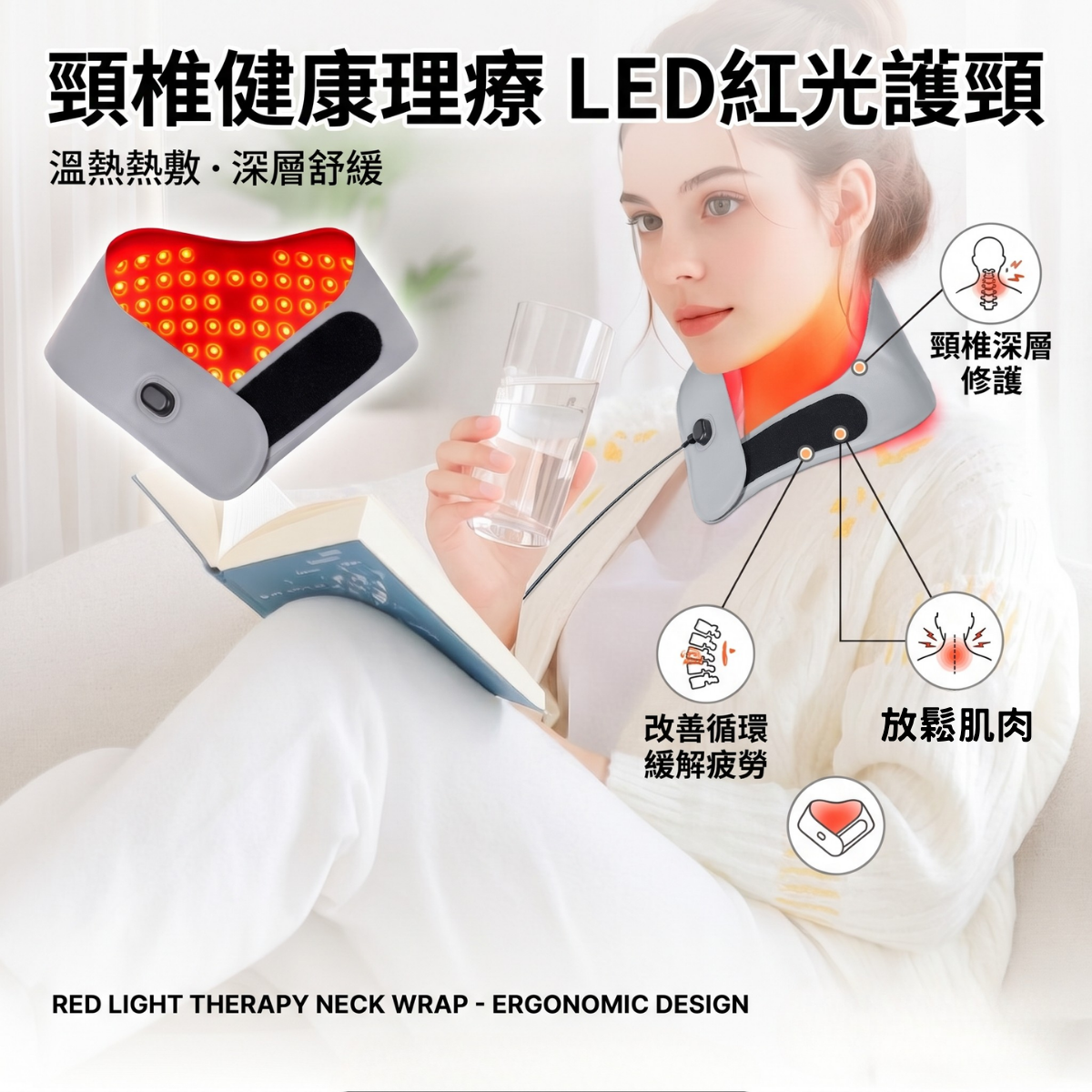 蜂巢式紅光頸部理療墊 L1 頸部紅光治療 FDA 認證