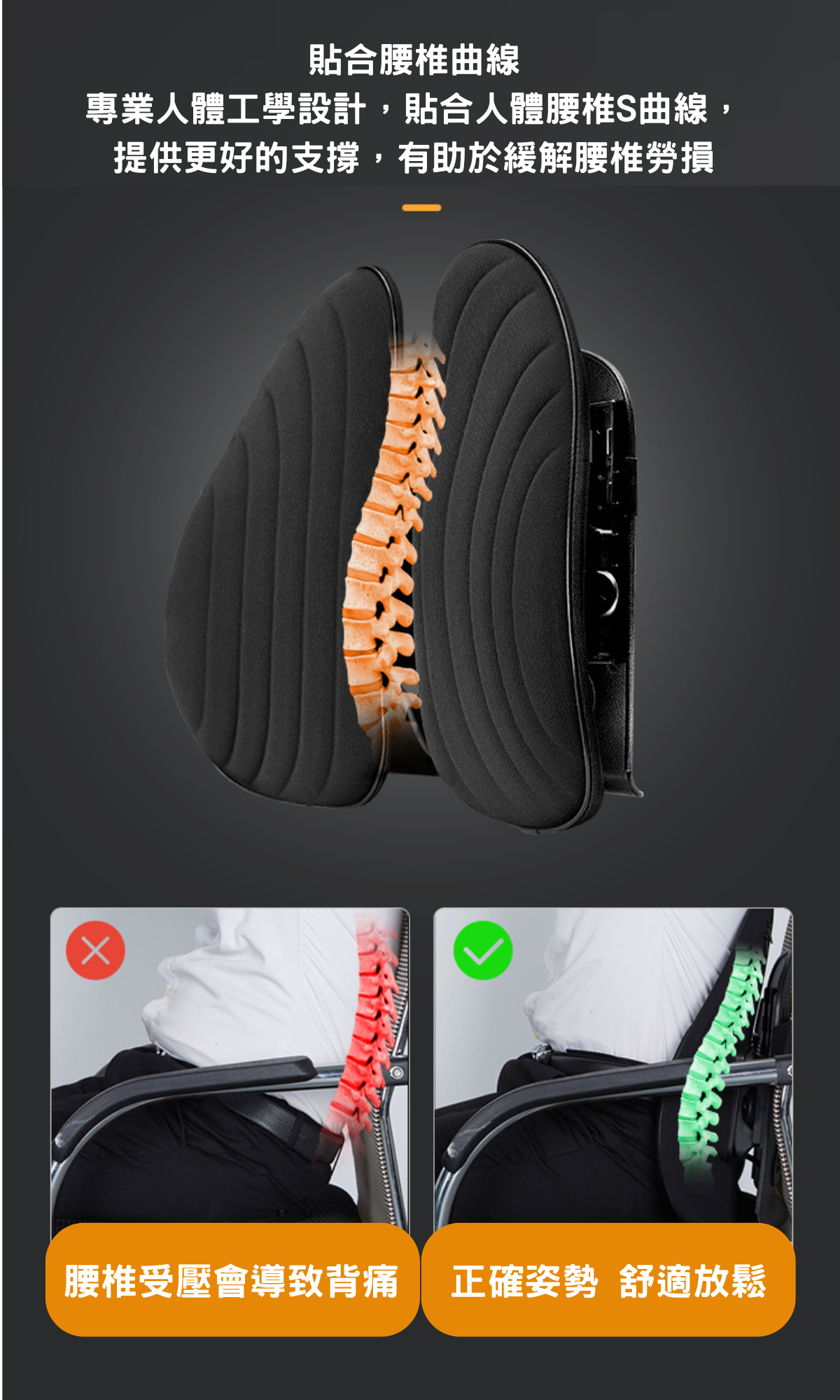 [Meds Support] 雙翼氣囊腰背墊