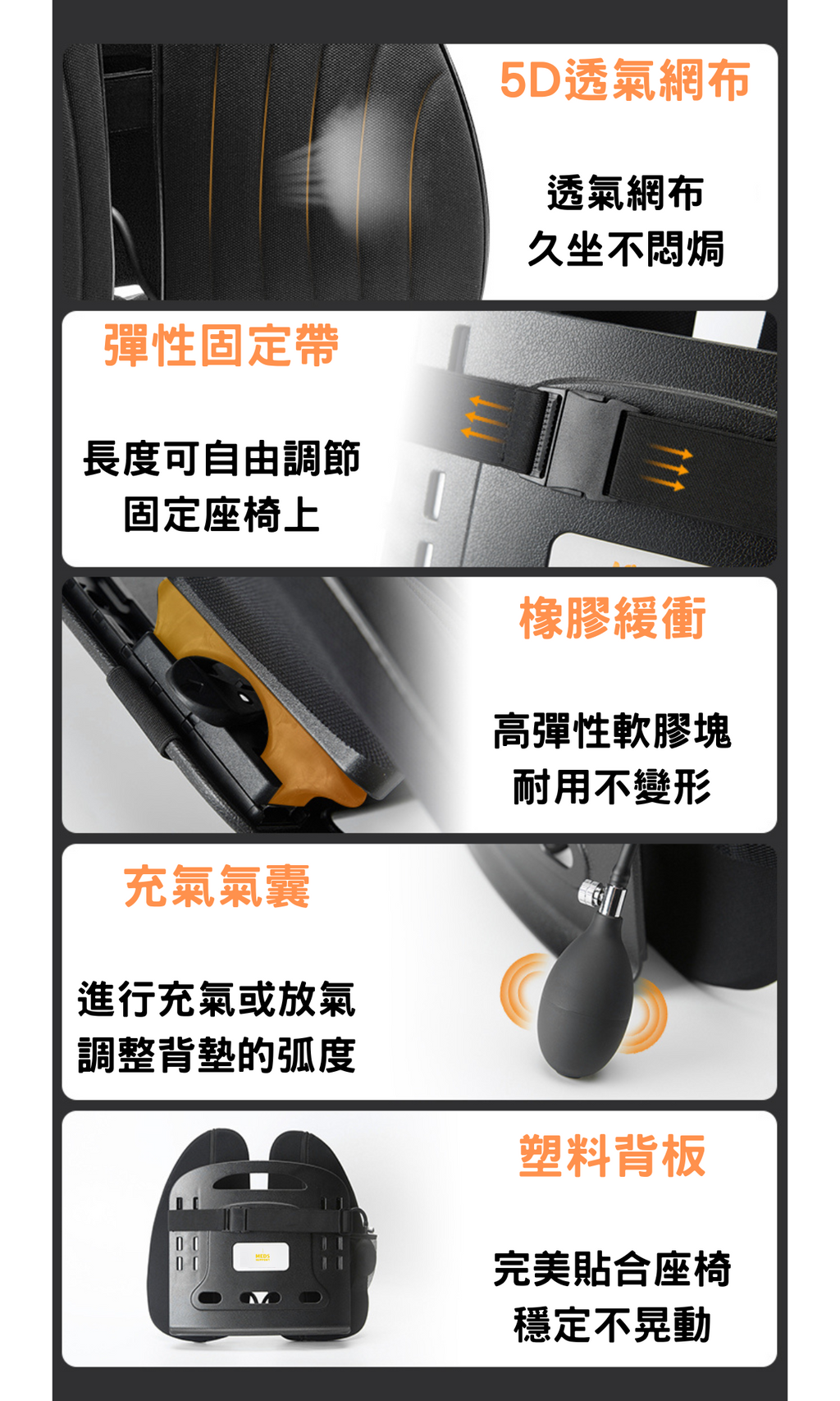 [Meds Support] 雙翼氣囊腰背墊