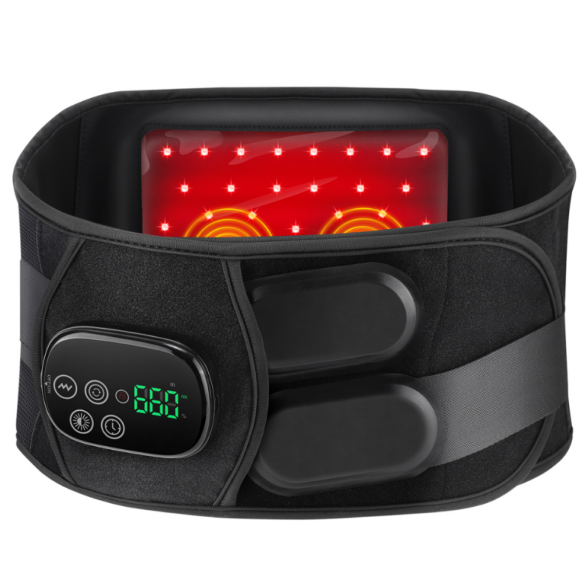 雙效紅光震動舒緩腰帶：46顆雙核芯光學理療