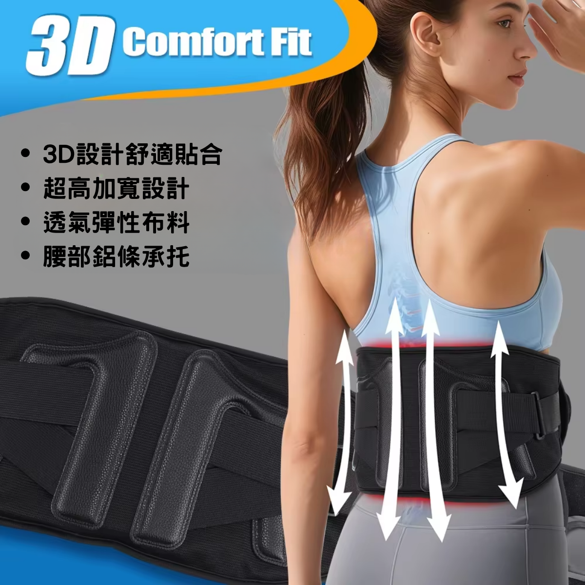 雙效紅光震動舒緩腰帶：46顆雙核芯光學理療