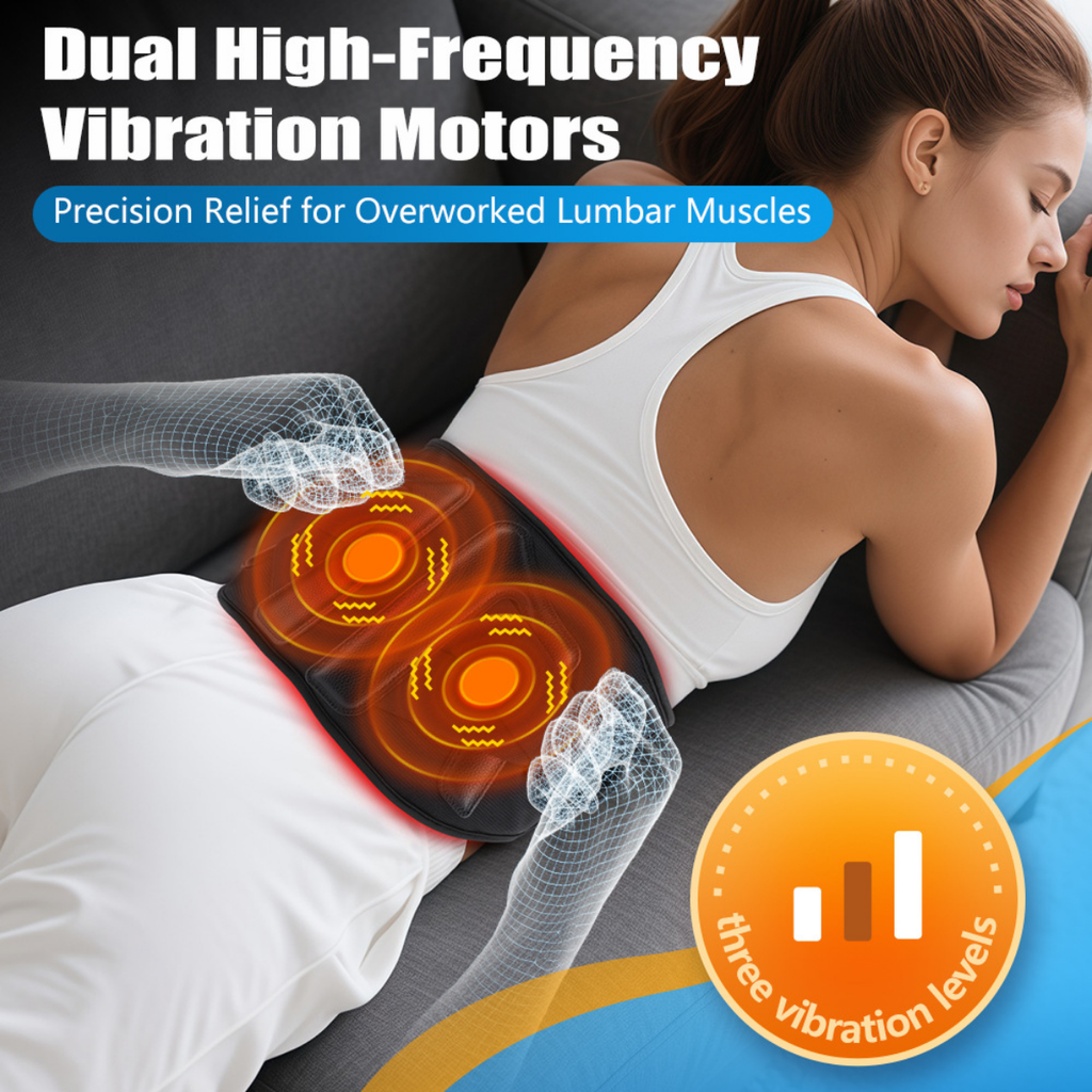 雙效紅光震動舒緩腰帶：46顆雙核芯光學理療