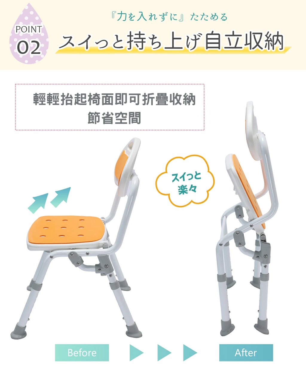 [樂樂健] RK-050050R 折疊靠背沐浴椅