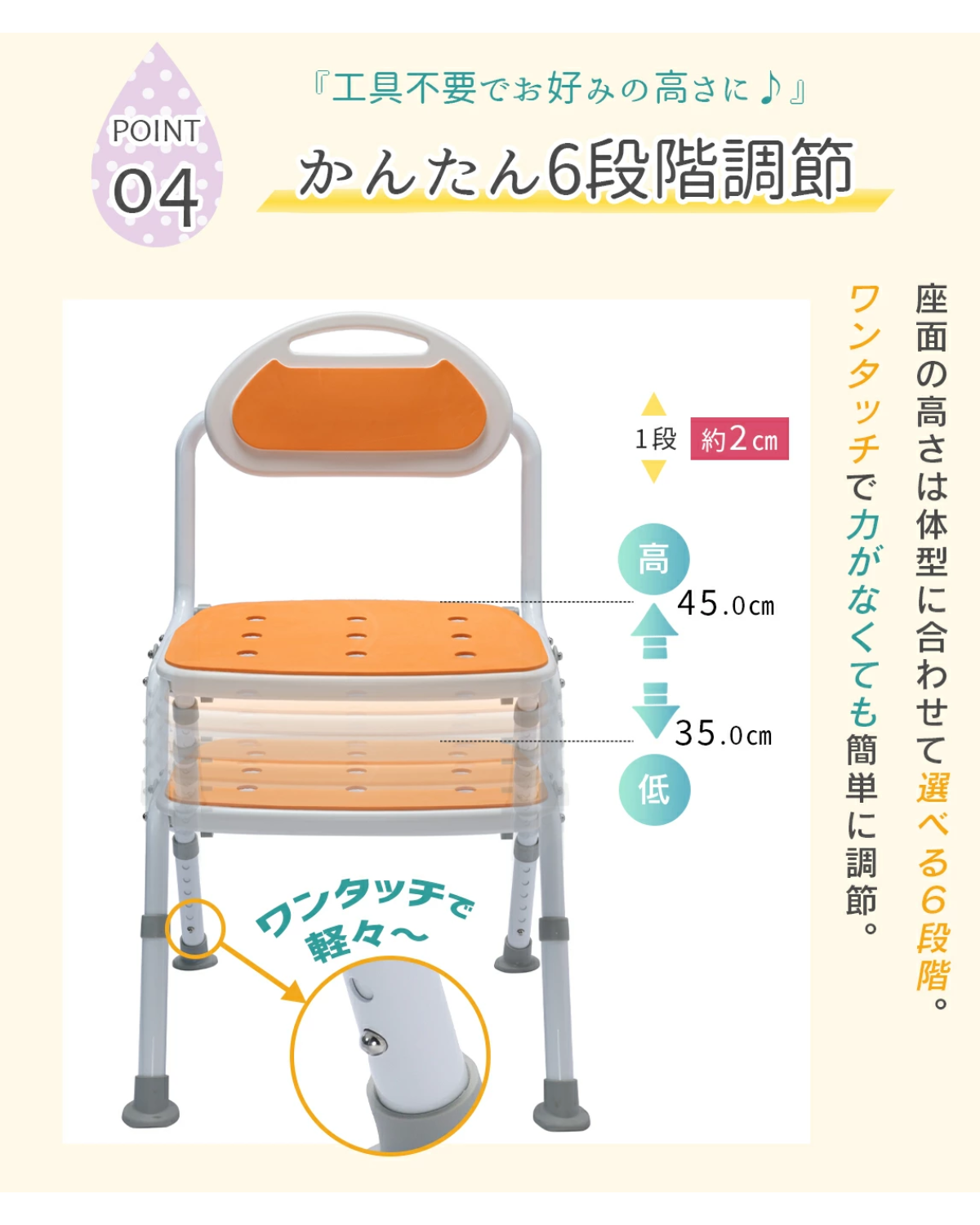 [樂樂健] RK-050050R 折疊靠背沐浴椅