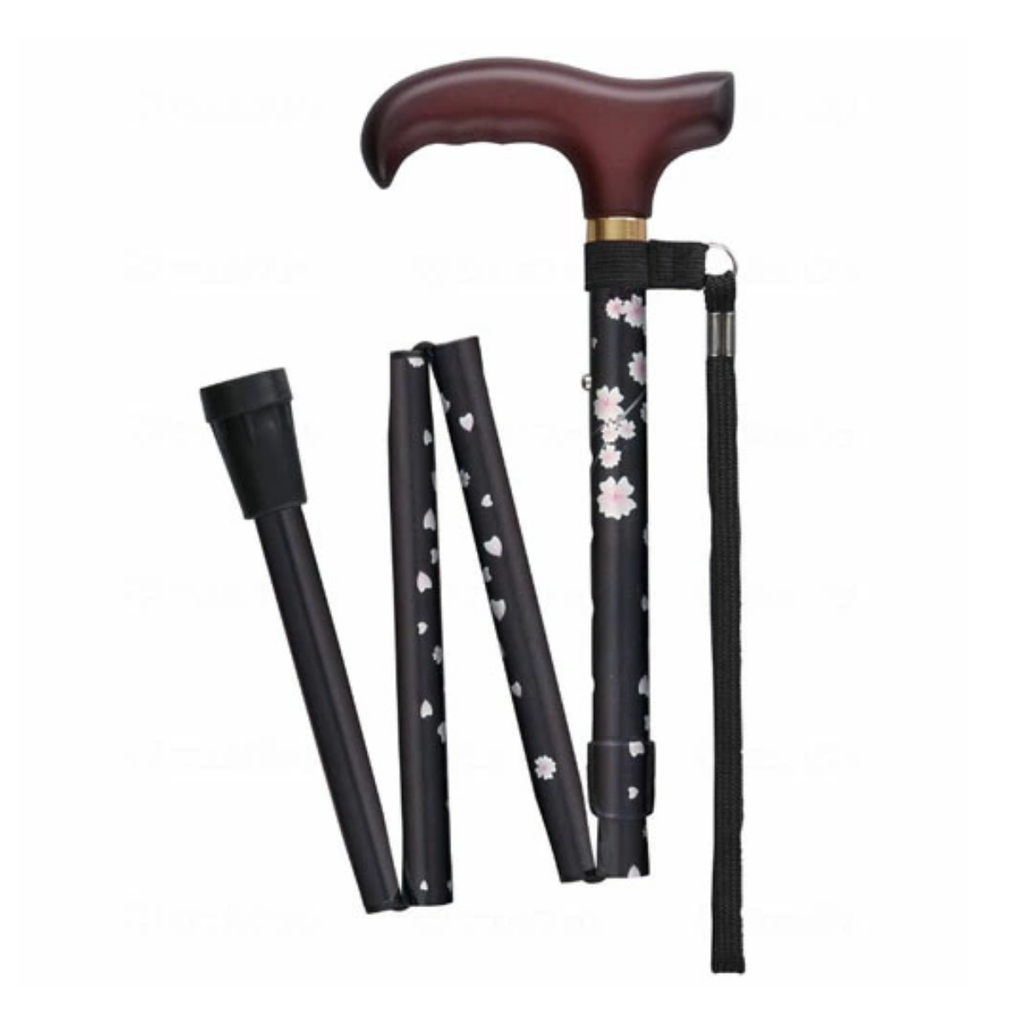 [Fuji Home] WB3942 花紋折疊拐杖(紅花) 日本SG認證