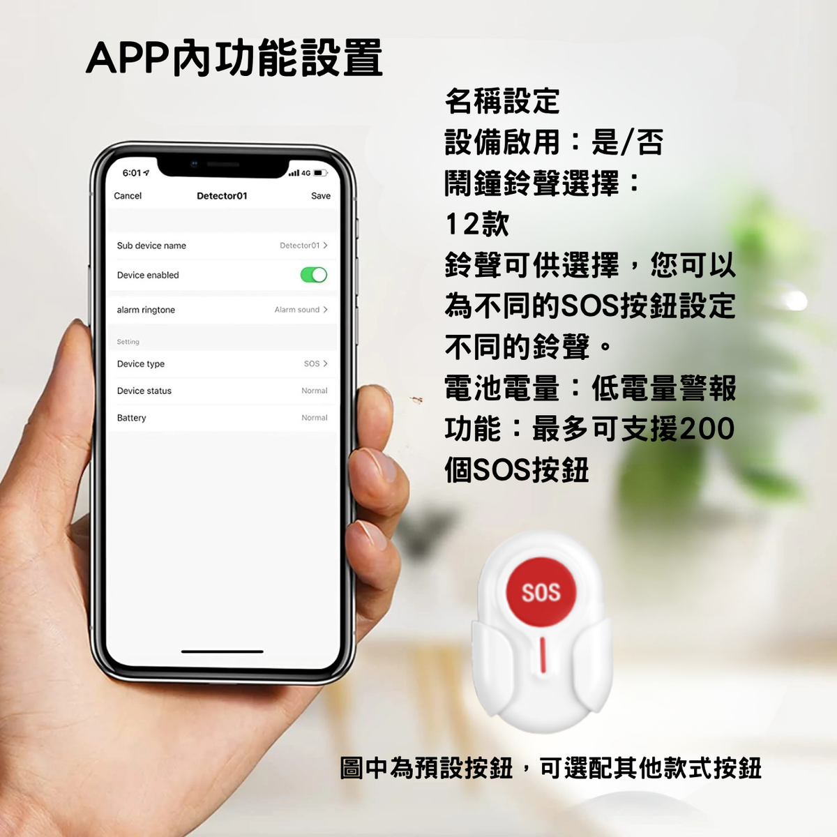 SS02智能WIFI SOS呼叫器 WHTY 套裝包括1個接收器及1個呼叫器